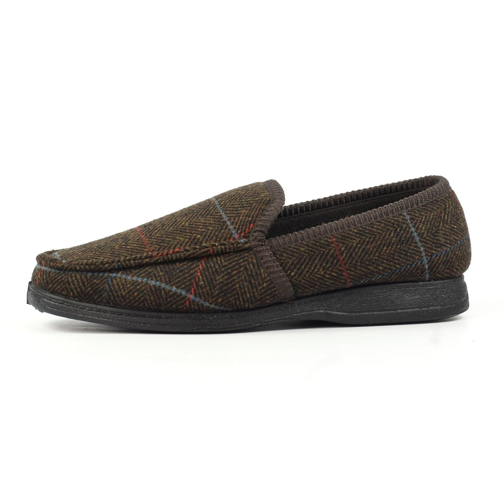 Lazy Dogz Eisenhower II Men's Memory Foam Full Slipper Brown Tweed