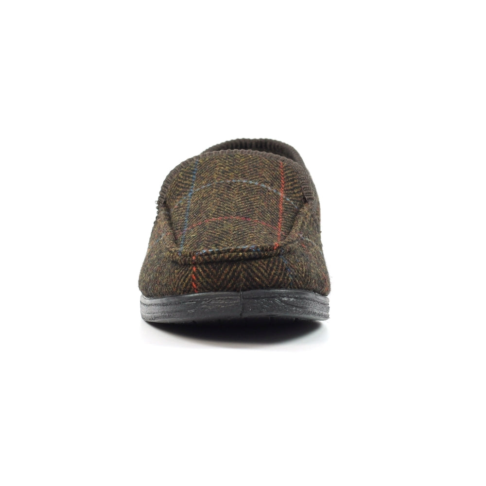 Lazy Dogz Eisenhower II Men's Memory Foam Full Slipper Brown Tweed
