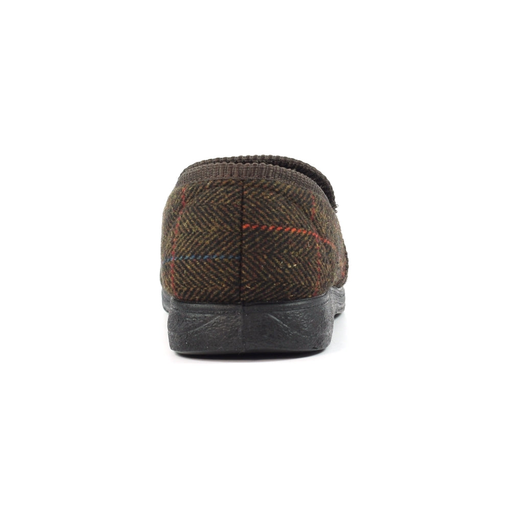 Lazy Dogz Eisenhower II Men's Memory Foam Full Slipper Brown Tweed