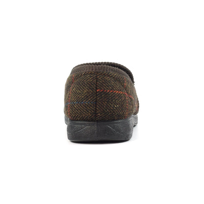Lazy Dogz Eisenhower II Men's Memory Foam Full Slipper Brown Tweed
