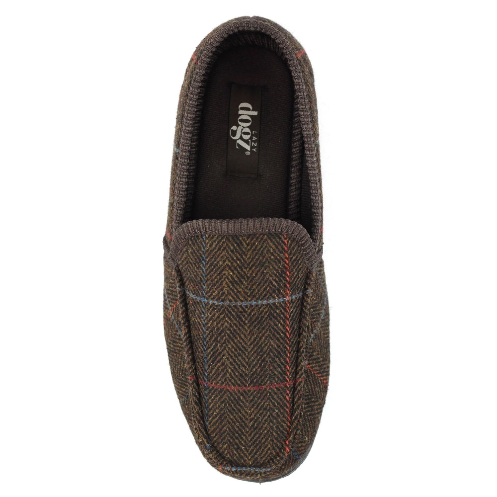 Lazy Dogz Eisenhower II Men's Memory Foam Full Slipper Brown Tweed