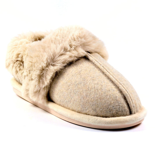Lunar Ember II Women's Fur Lined Bootie Slipper Taupe