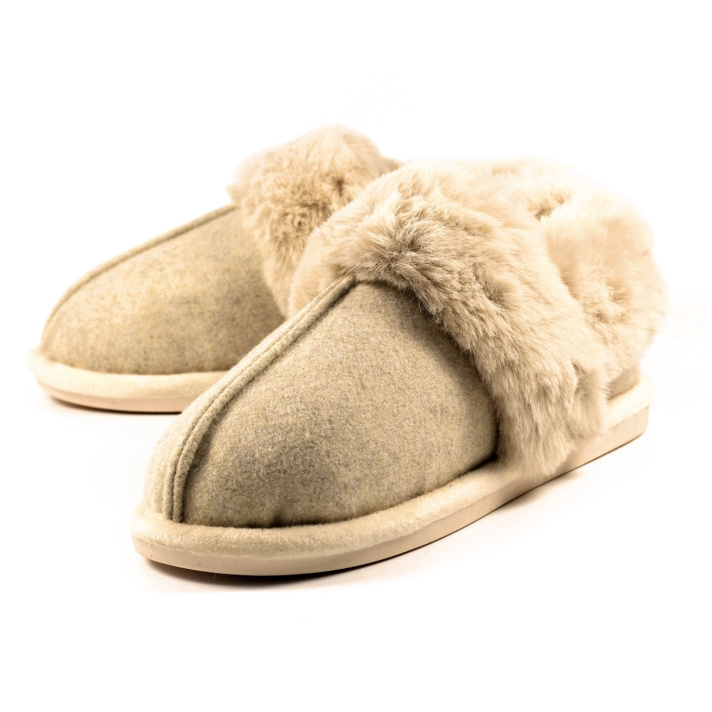 Lunar Ember II Women's Fur Lined Bootie Slipper Taupe