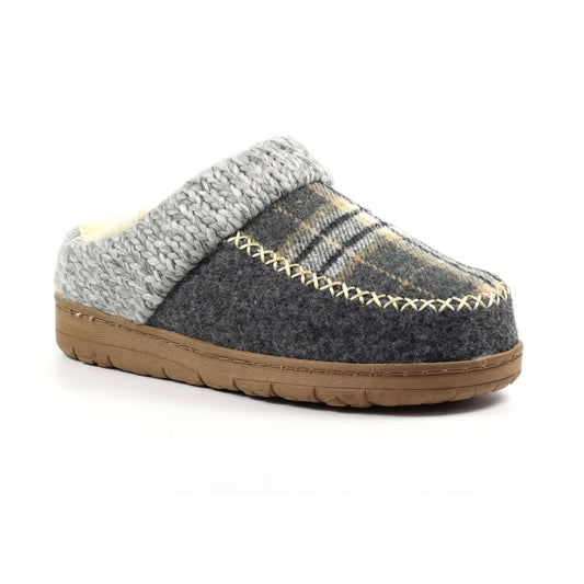 Lunar Emblaze Women's Fleece Lined Tartan Slipper Grey