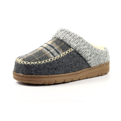 Lunar Emblaze Women's Fleece Lined Tartan Slipper Grey