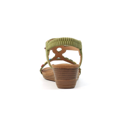 Lunar Epsom Women's Beaded Wedge Sandal Khaki