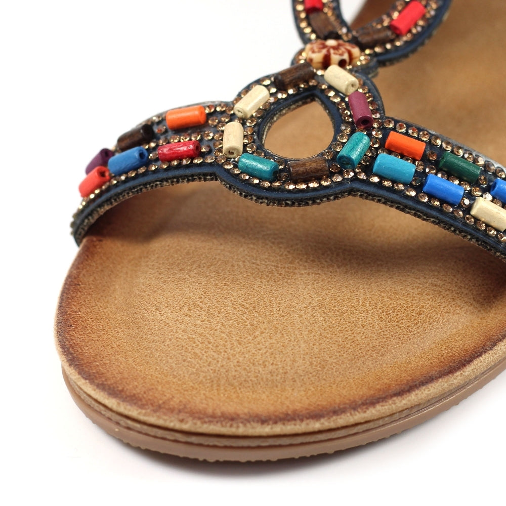 Lunar Epsom Women's Beaded Wedge Sandal Navy