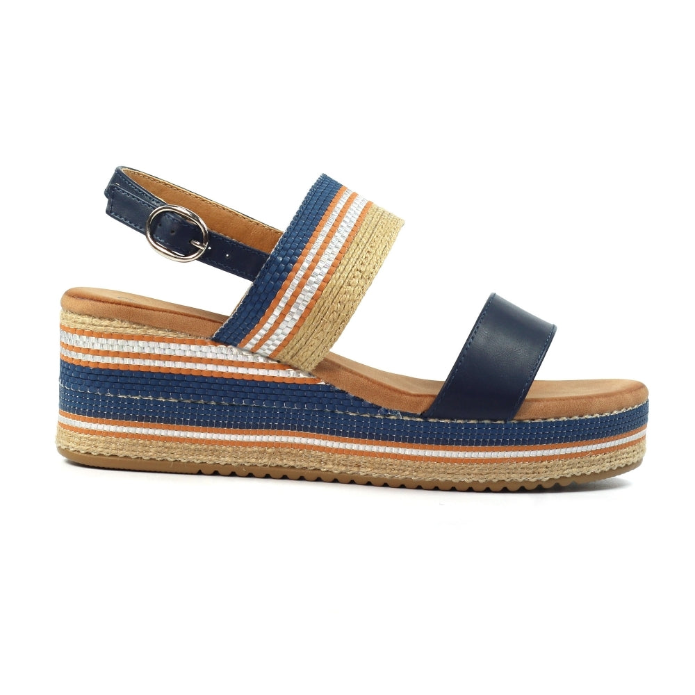 Lunar Fay Women's Chunky Summer Wedge Sandal Navy