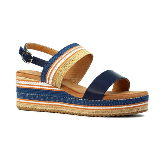 Lunar Fay Women's Chunky Summer Wedge Sandal Navy