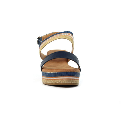 Lunar Fay Women's Chunky Summer Wedge Sandal Navy