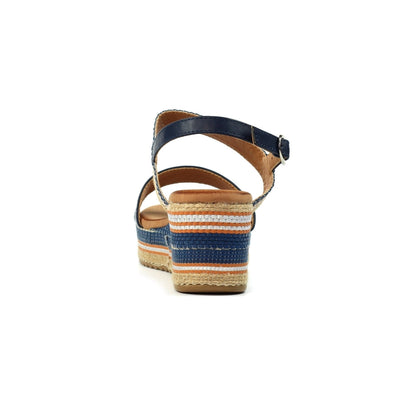Lunar Fay Women's Chunky Summer Wedge Sandal Navy