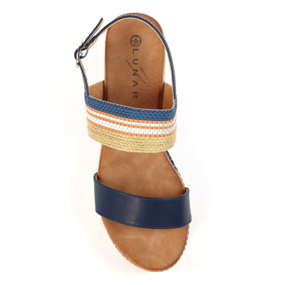 Lunar Fay Women's Chunky Summer Wedge Sandal Navy