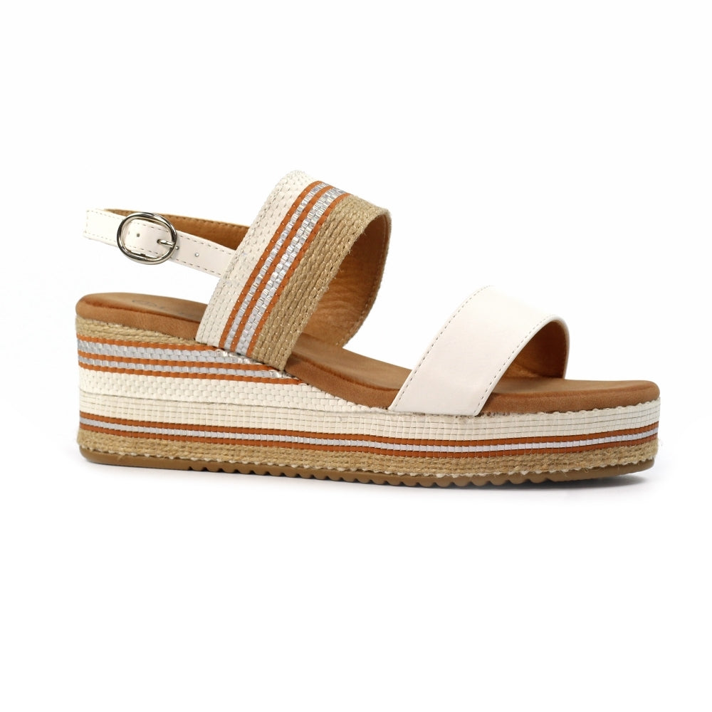 Lunar Fay Women's Chunky Summer Wedge Sandal White