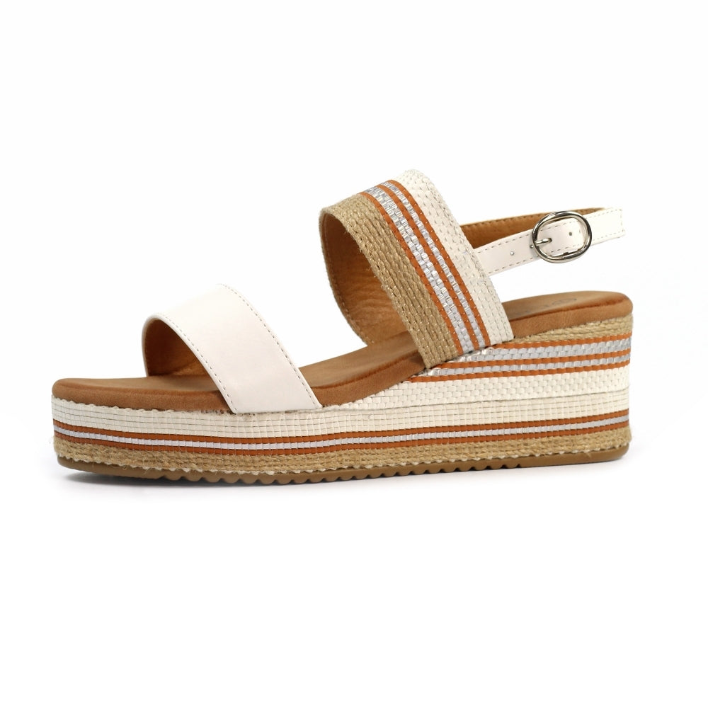 Lunar Fay Women's Chunky Summer Wedge Sandal White