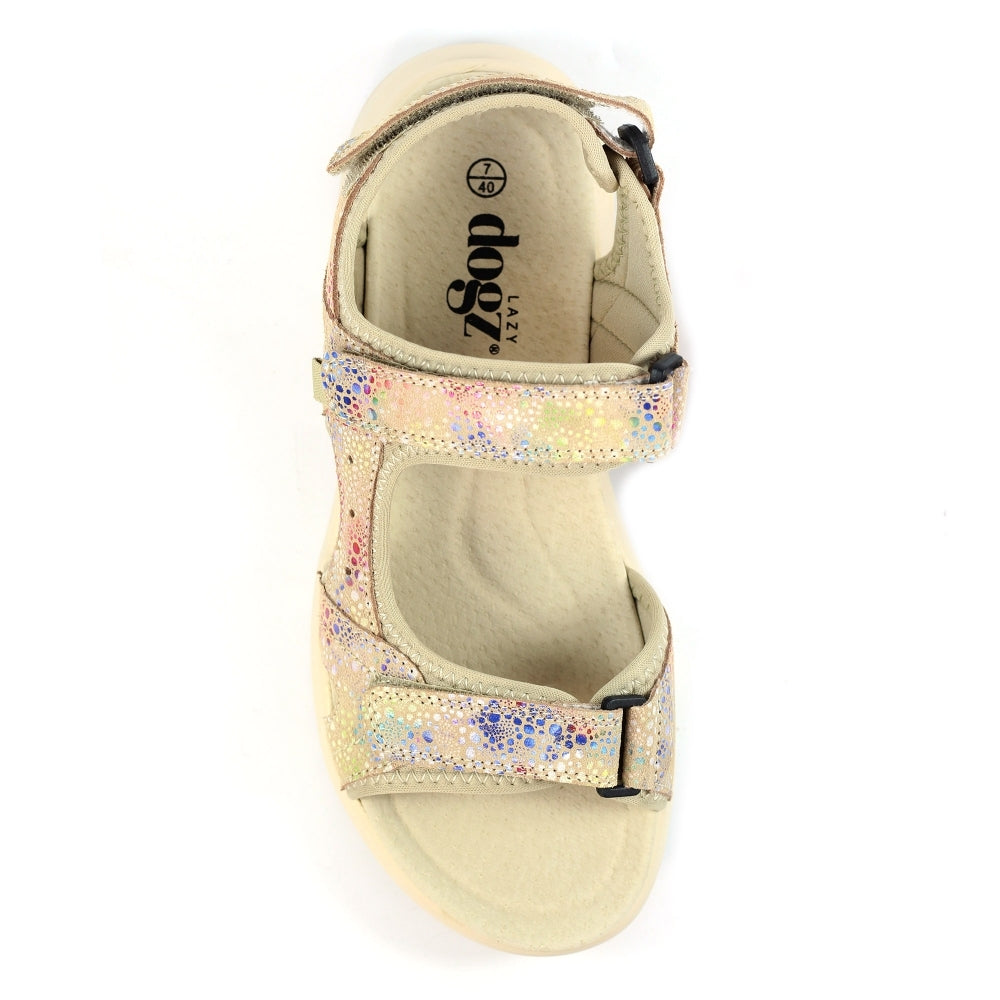 Lazy Dogz Felton Women's 3 Strap Leather Sandal Floral