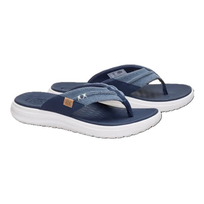 Hey Dude Finn Flip Braided Men's Lightweight Toe Post Flip Flop Navy