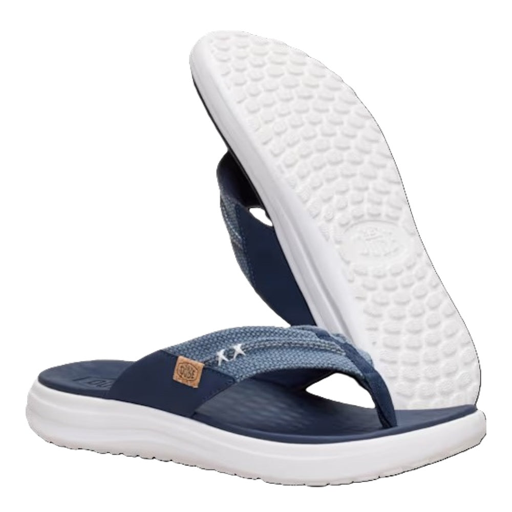 Hey Dude Finn Flip Braided Men's Lightweight Toe Post Flip Flop Navy