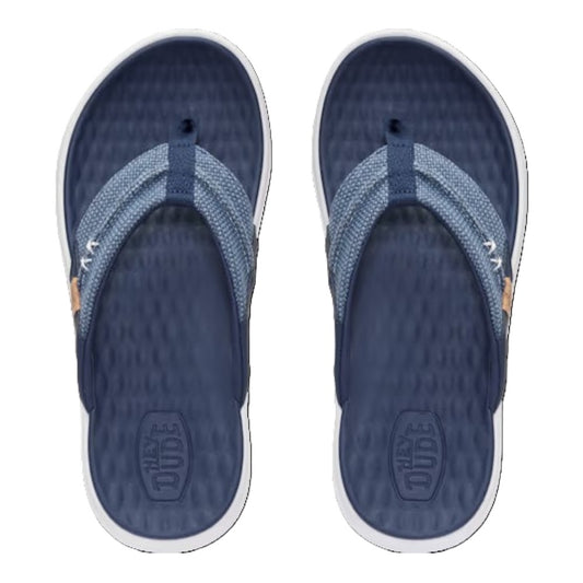 Hey Dude Finn Flip Braided Men's Lightweight Toe Post Flip Flop Navy