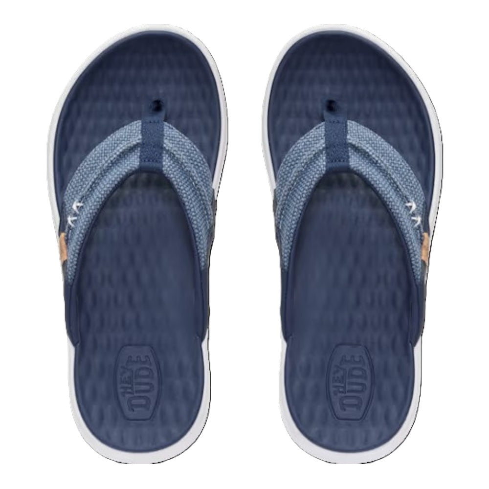 Hey Dude Finn Flip Braided Men's Lightweight Toe Post Flip Flop Navy
