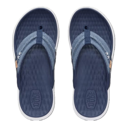 Hey Dude Finn Flip Braided Men's Lightweight Toe Post Flip Flop Navy
