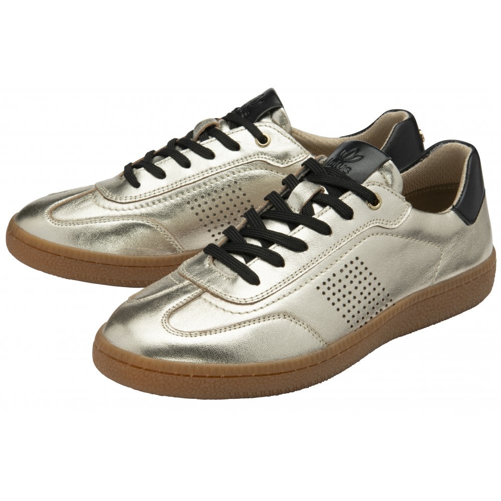 Lotus Frapporta Women's Leather Low Profile Lace Up Trainer Gold