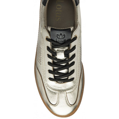 Lotus Frapporta Women's Leather Low Profile Lace Up Trainer Gold