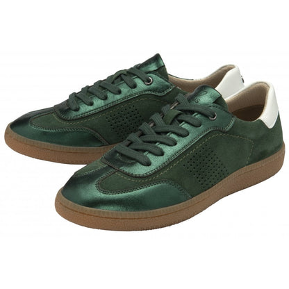 Lotus Frapporta Women's Leather Low Profile Lace Up Trainer Green