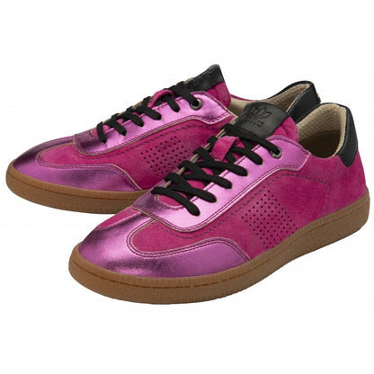 Lotus Frapporta Women's Leather Low Profile Lace Up Trainer Pink