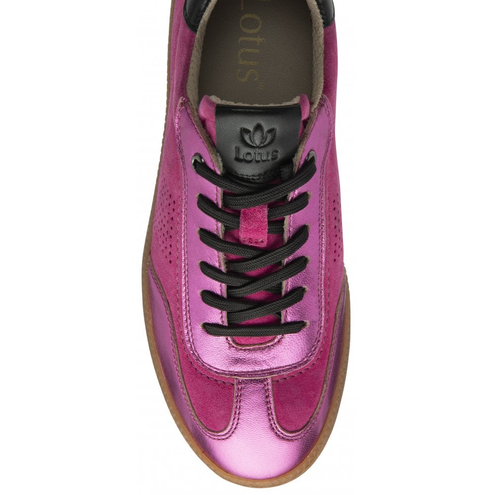 Lotus Frapporta Women's Leather Low Profile Lace Up Trainer Pink