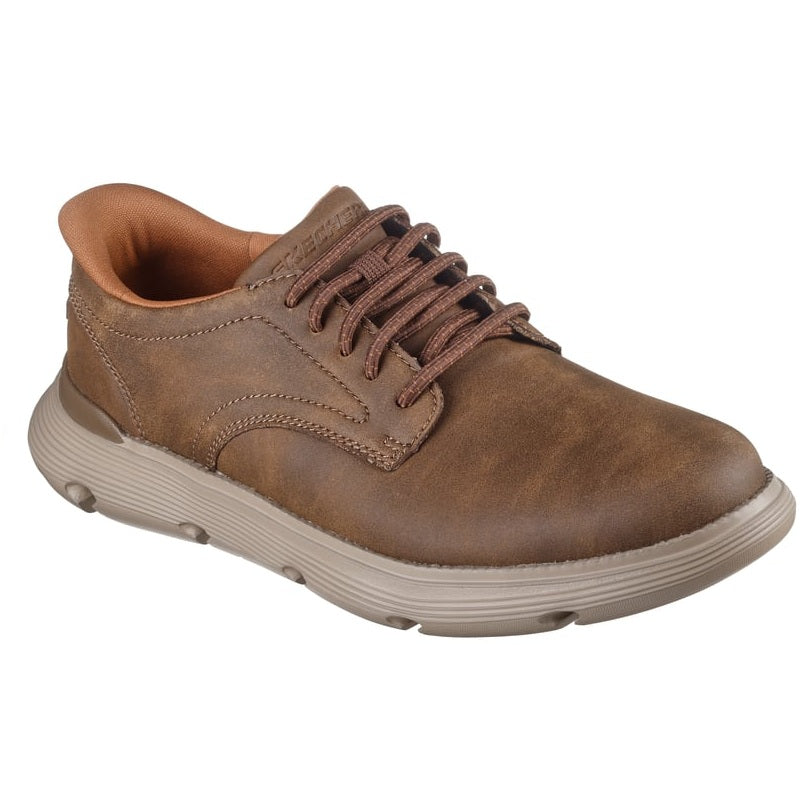 Skechers Garza Duran Men's Lightweight Lace Up Slip-In Leather Trainer Taupe