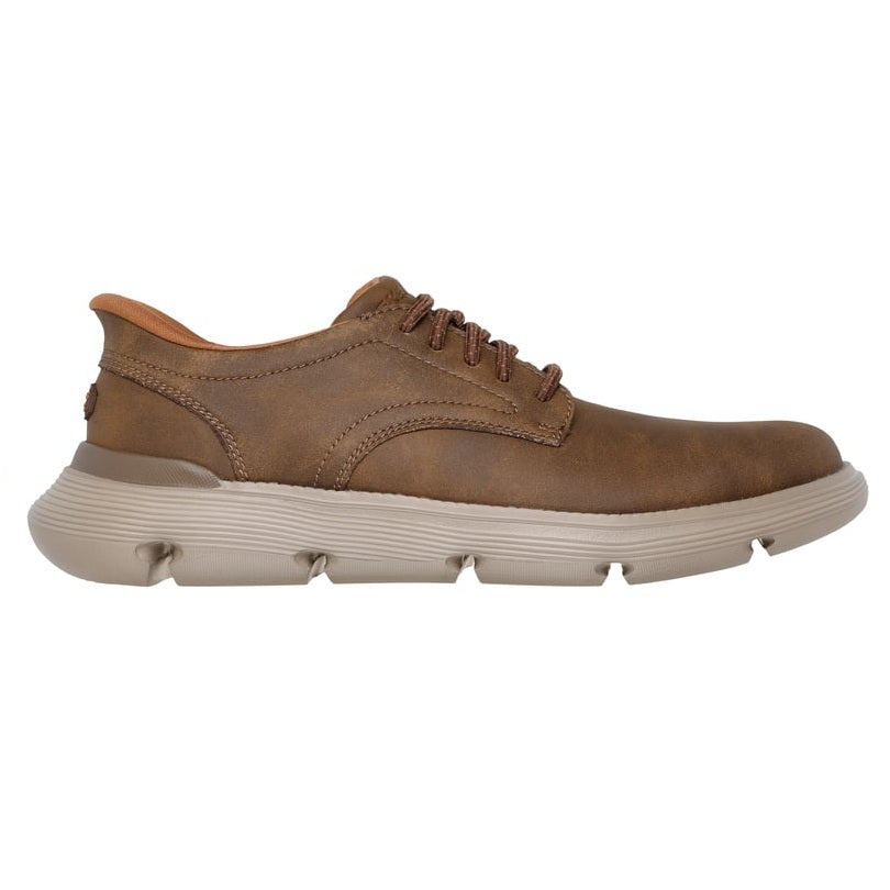 Skechers Garza Duran Men's Lightweight Lace Up Slip-In Leather Trainer Taupe