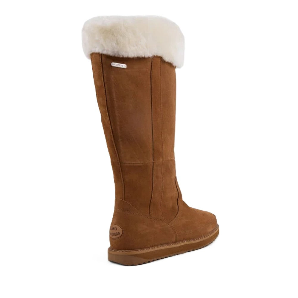Emu Georgi Women's Waterproof Sheepskin Pull On Side Zip Cosy Mid Calf Boot Chestnut