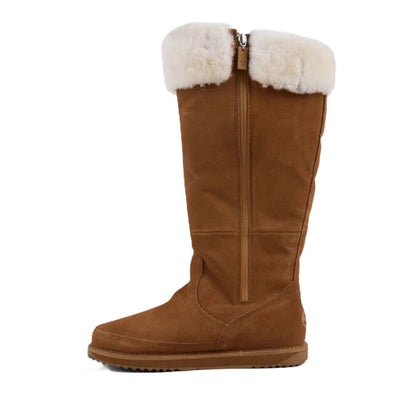 Emu Georgi Women's Waterproof Sheepskin Pull On Side Zip Cosy Mid Calf Boot Chestnut