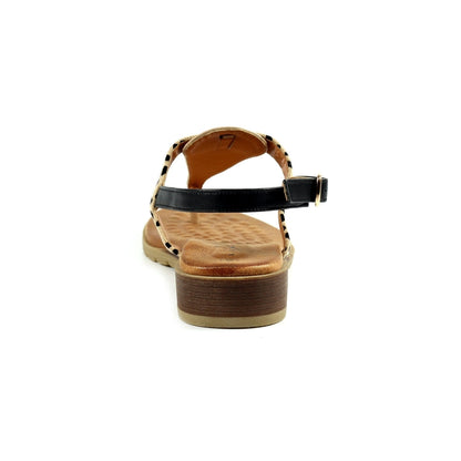 Lunar Gina Women's Ankle Strap Toe Post Beige Leopard