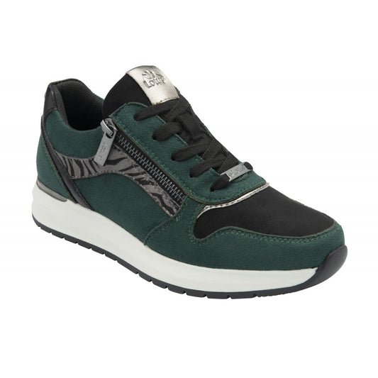 Lotus Venus Women's Zip Up / Lace Up Wedge Trainer Green Black