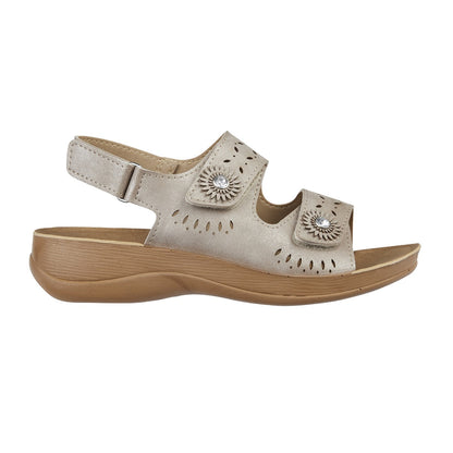Jo & Joe Grenada Women's Touch Fastening Flower Sandal Taupe
