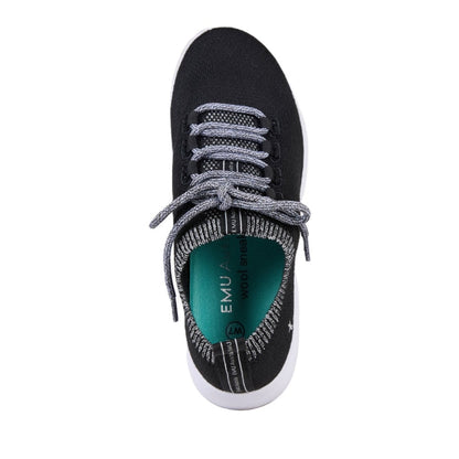 Emu Heidelberg Women's Machine Washable Wool Blend Lace Up Lightweight Sneaker Black