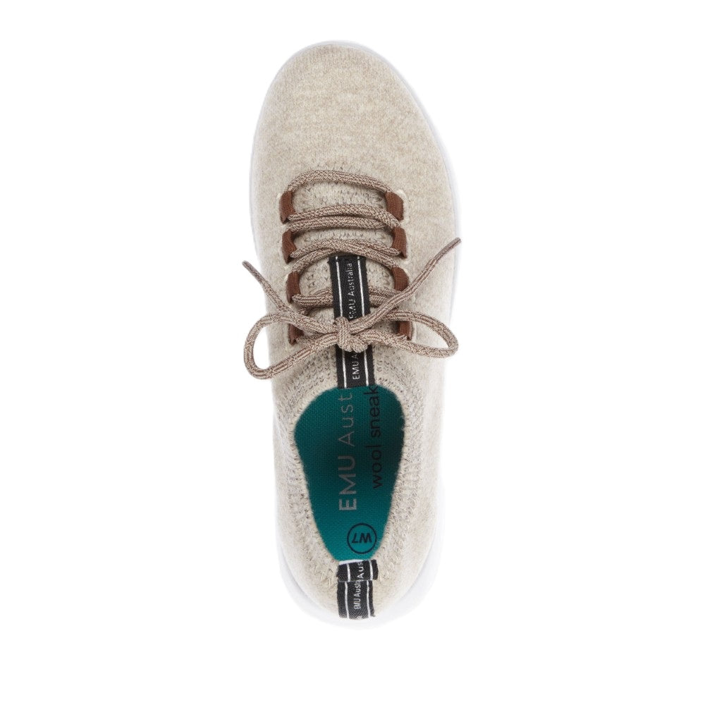 Emu Heidelberg Women's Machine Washable Wool Blend Lace Up Lightweight Sneaker Oatmeal