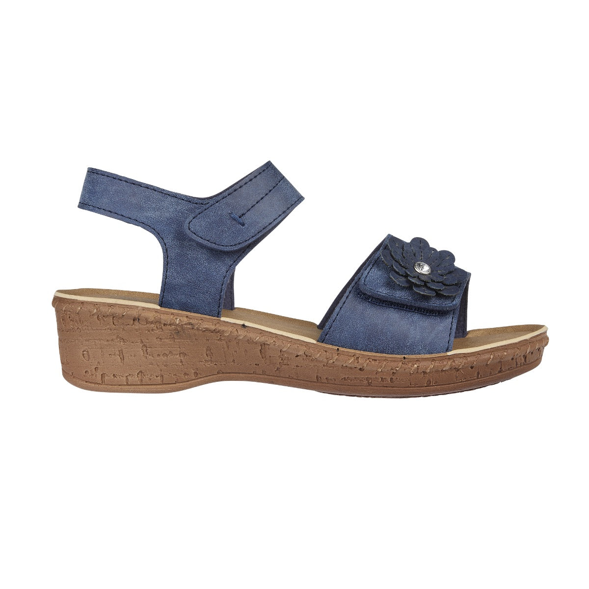 Jo & Joe Hibiscus Women's Touch Fastening Flower Sandal Navy