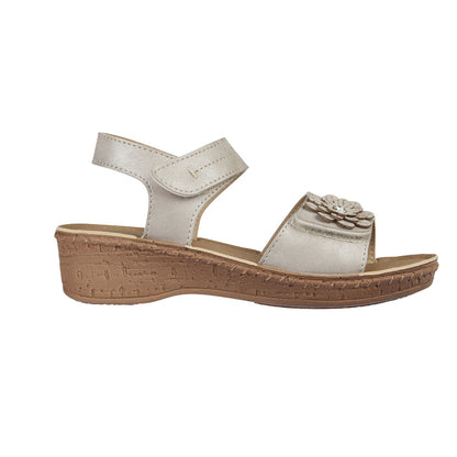 Jo & Joe Hibiscus Women's Touch Fastening Flower Sandal Taupe