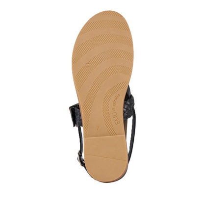 Emu Hyams Women's Cushioned Leather Cross Weave Buckle Sandal Black