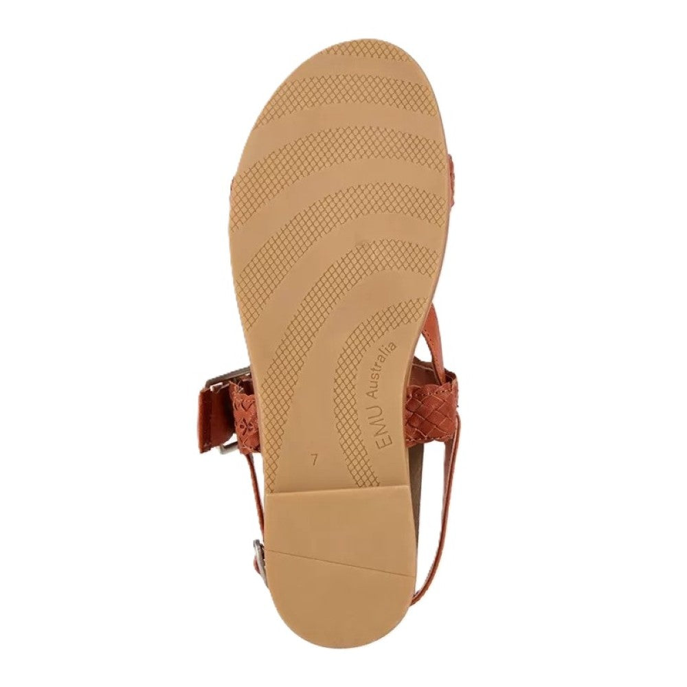 Emu Hyams Women's Cushioned Leather Cross Weave Buckle Sandal Tan