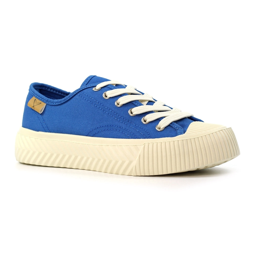 Lunar Jayne II Women's Chunky Sole Pump Canvas Trainer Mid Blue