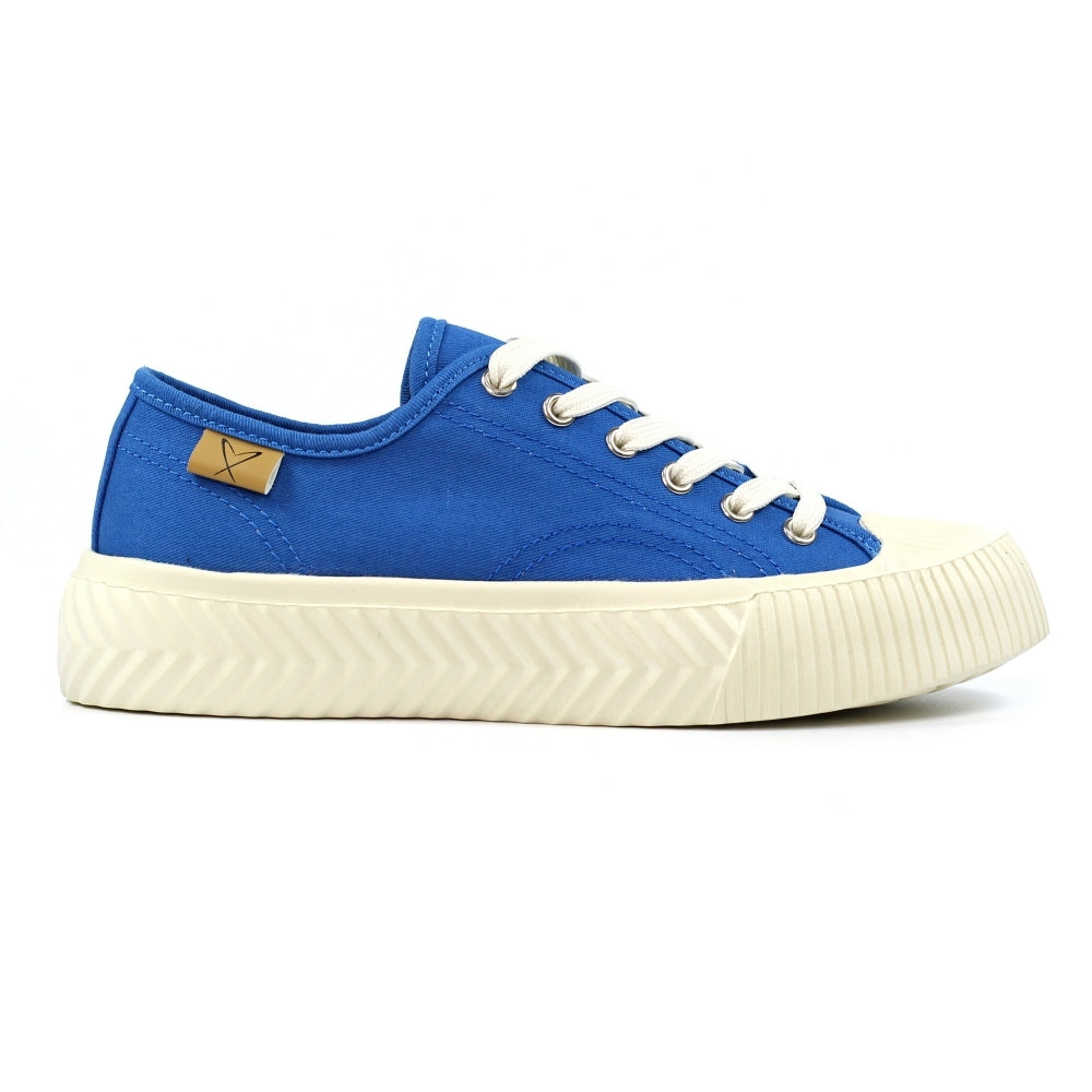 Lunar Jayne II Women's Chunky Sole Pump Canvas Trainer Mid Blue