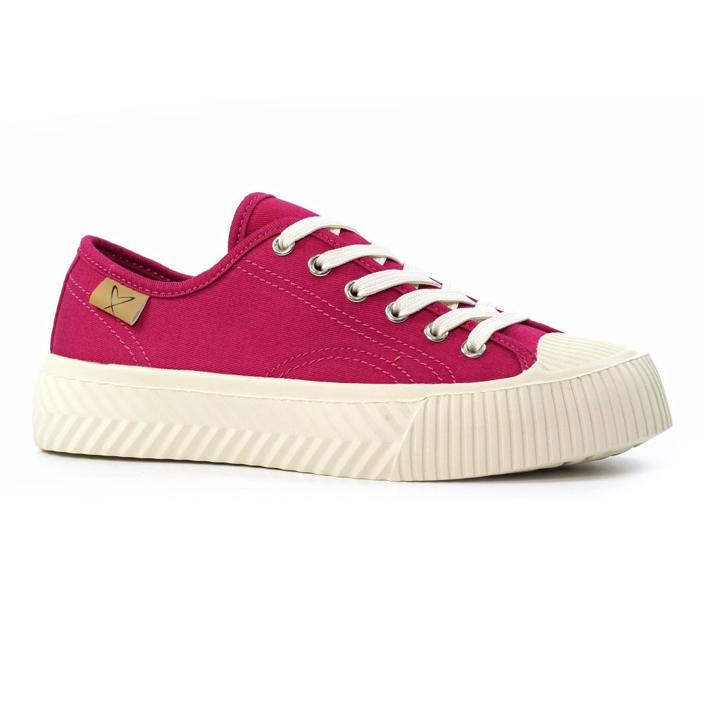 Lunar Jayne II Women's Chunky Sole Pump Canvas Trainer Raspberry