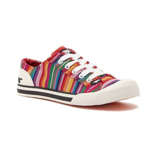 Rocket Dog Jazzin Eden Women's Lace Up Canvas Trainer Red Stripe