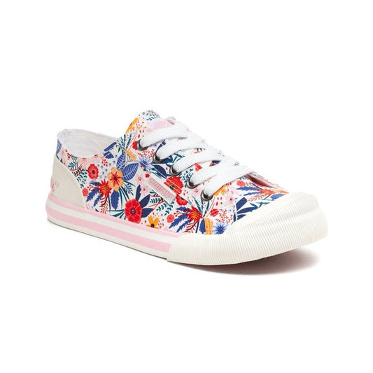 Rocket Dog Jazzin Malden Women's Lace Up Canvas Trainer White Floral