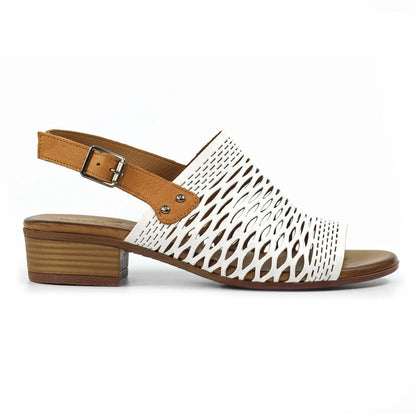 Lunar Jessica Women's Leather Block Heel Slingback Sandal White