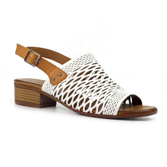 Lunar Jessica Women's Leather Block Heel Slingback Sandal White