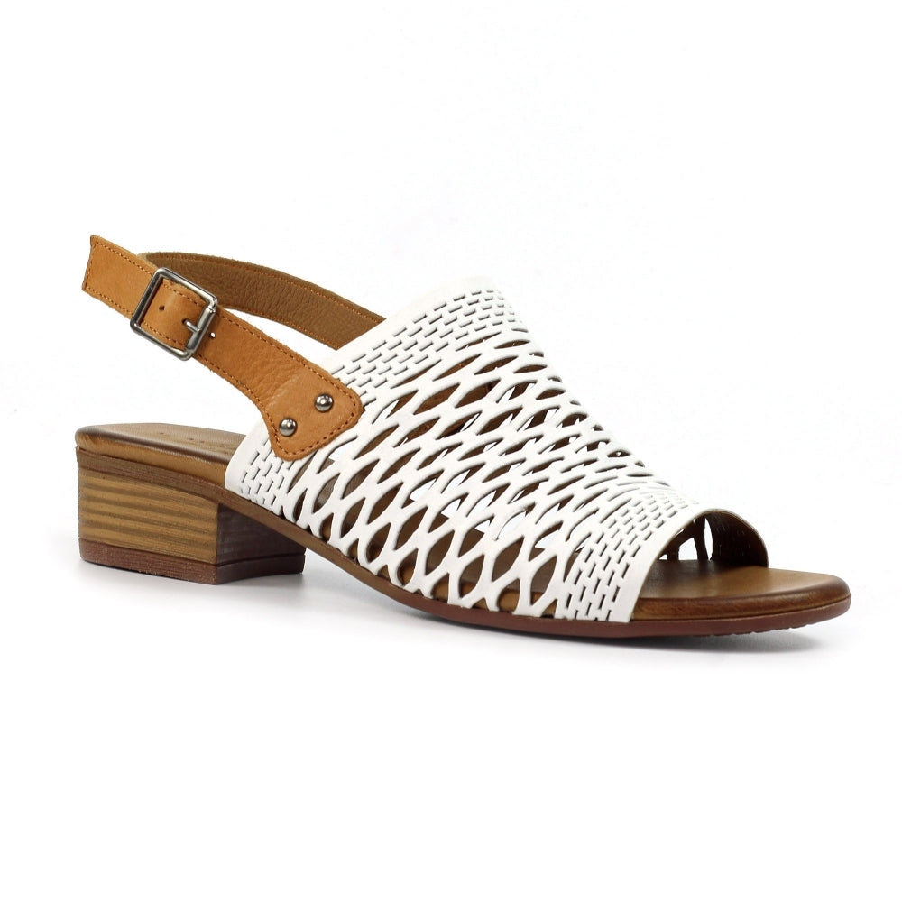 Lunar Jessica Women's Leather Block Heel Slingback Sandal White